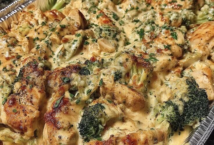 Keto Broccoli and Chicken in a Creamy Sauce Casserole