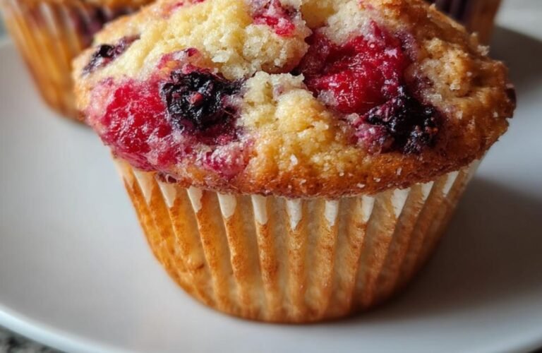 No-Flour Mixed Berry Yogurt Oat Muffins (Gluten-Free)