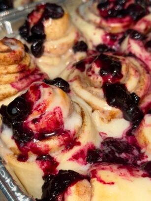 Sourdough Lemon Blueberry Sweet Rolls with Lemon Glaze