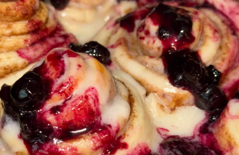 Sourdough Lemon Blueberry Sweet Rolls with Lemon Glaze
