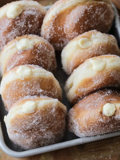 Sourdough Discard Vanilla Custard Filled Donuts