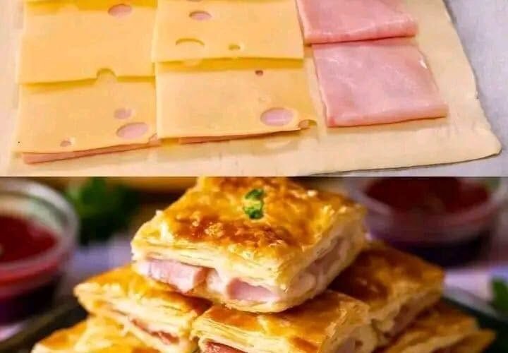 Air fryer ham and cheese puff pastry