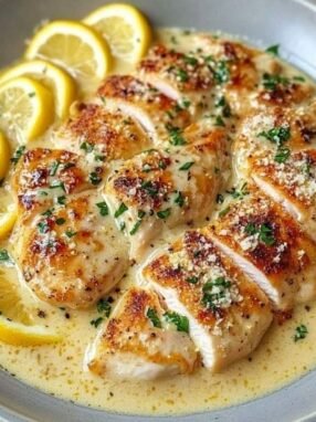 Chicken in a Creamy Lemon and Garlic Sauce
