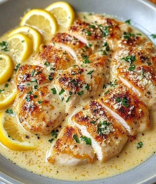 Chicken in a Creamy Lemon and Garlic Sauce