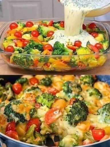 Garden Vegetable Bake with Creamy Herb Sauce