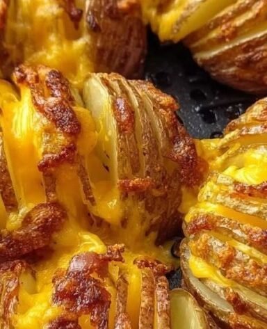 Air Fryer Loaded Hasselback Potatoes