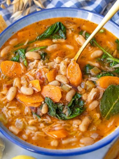 Greek Bean Stew with Rice (Fasolada Inspired)